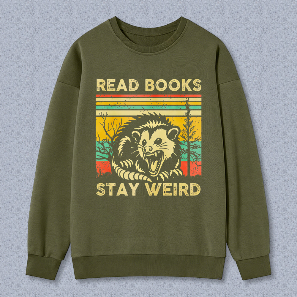 Wardrobecart Read Books Stay Weird Dragon Design Unisex Classic Sweatshirt
