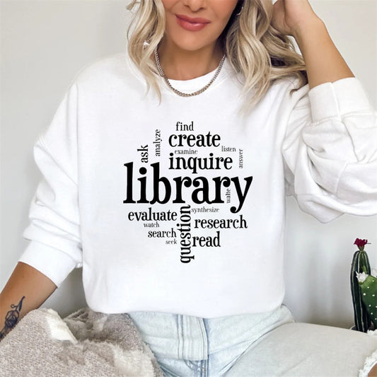 Wardrobecart Library Word Cloud Design Unisex Classic Sweatshirt