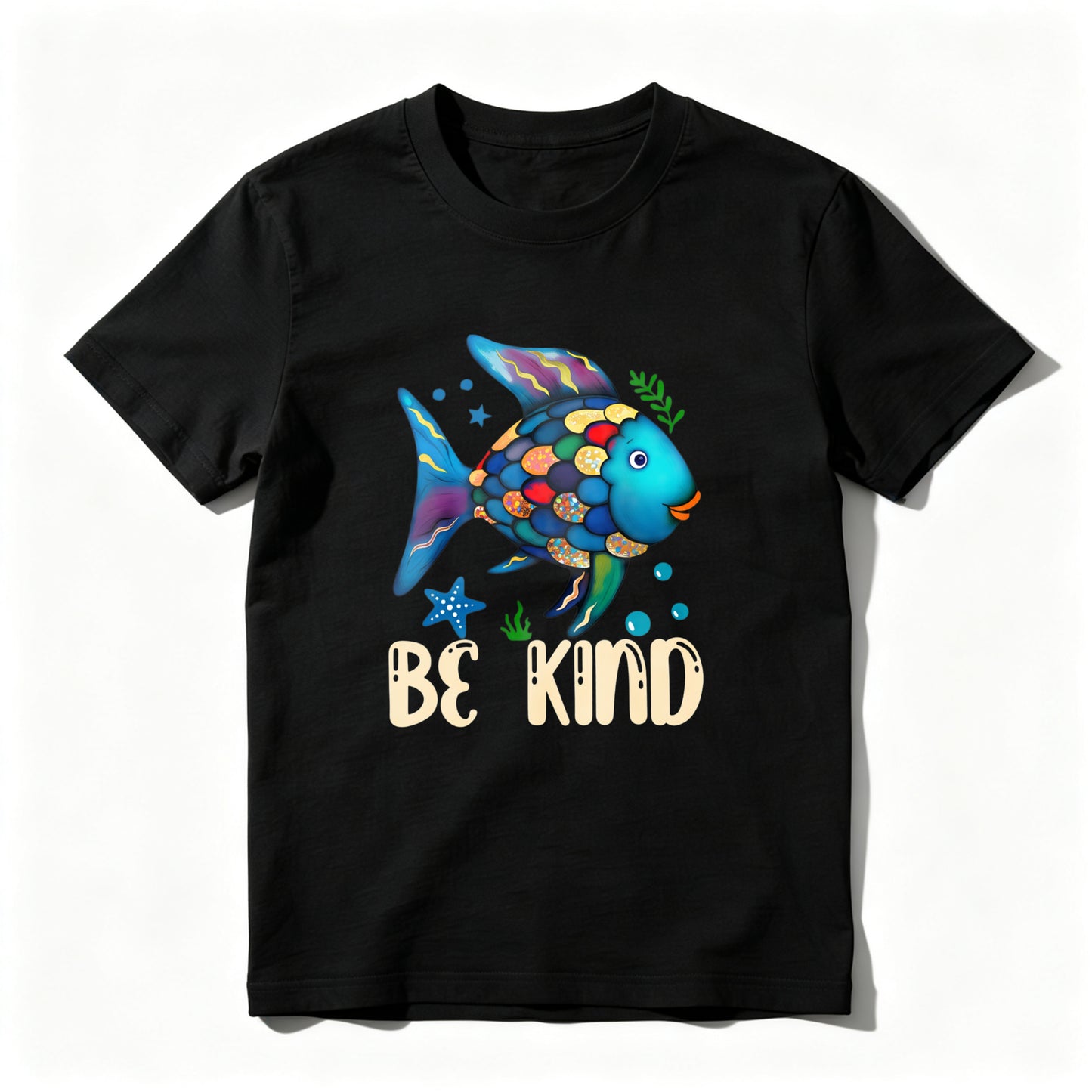 Wardrobecart Colorful Fish With Be Kind Text Unisex Classic T-shirt