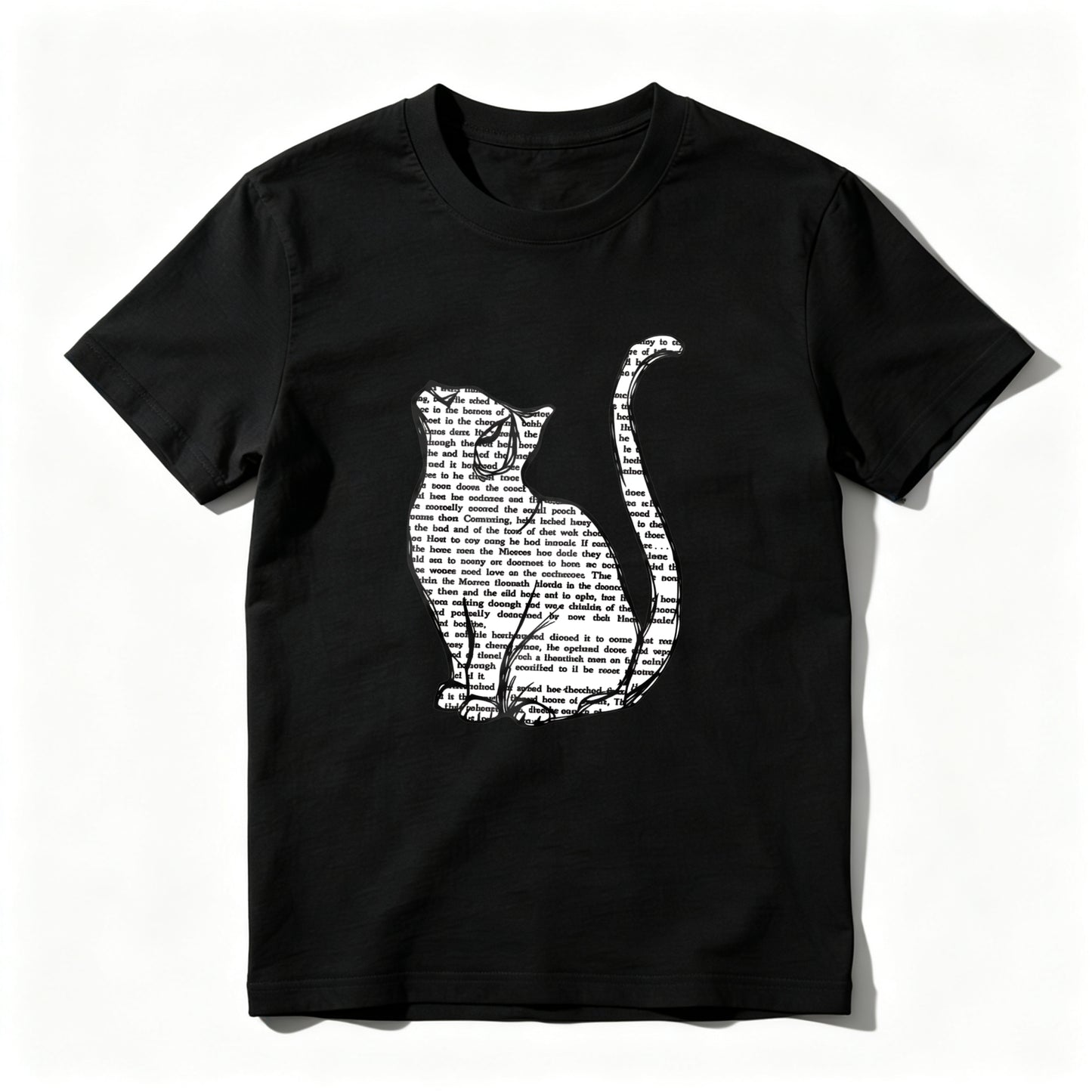Wardrobecart Cat Silhouette With Text Pattern Unisex Classic T-shirt