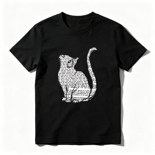 Wardrobecart Cat Silhouette With Text Pattern Unisex Classic T-shirt