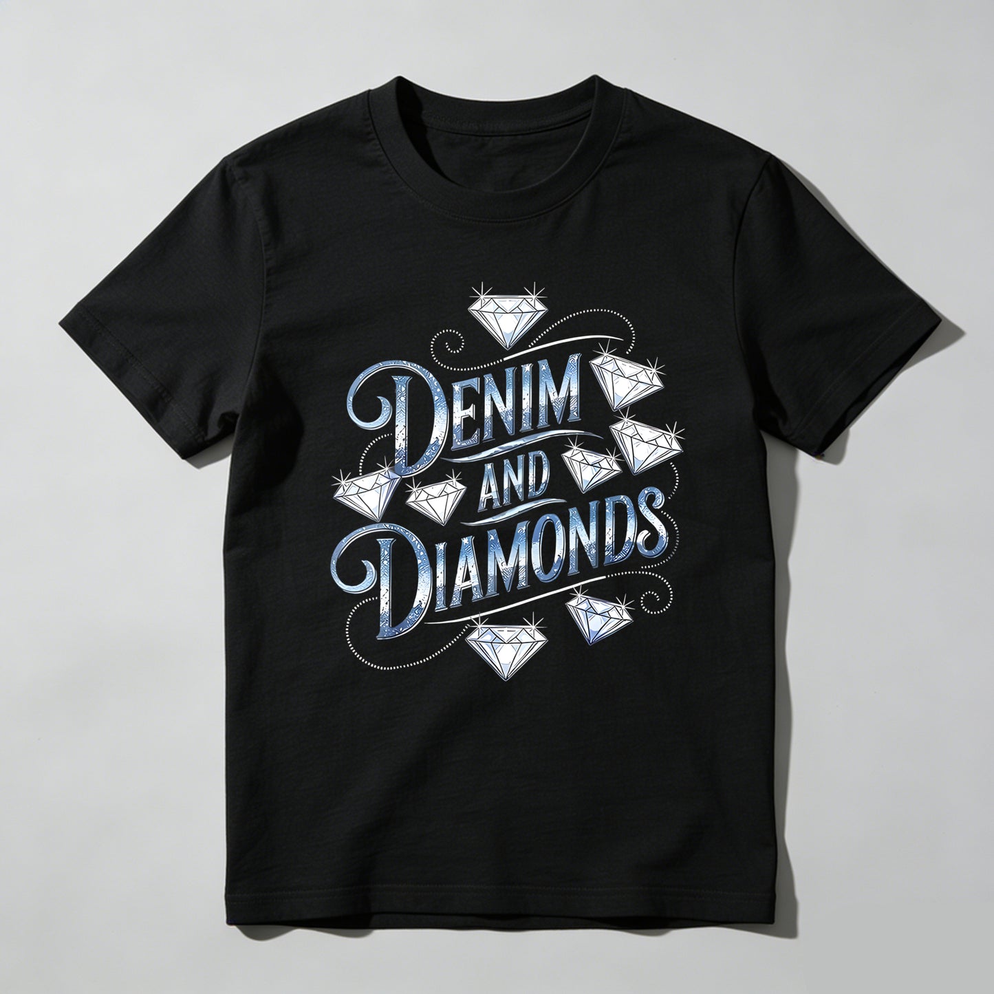 Denim And Diamonds Graphic Design T-shirt