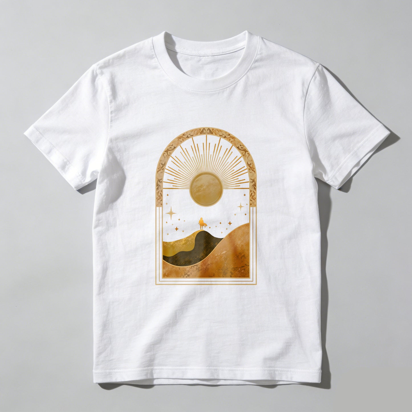 Wardrobecart Sunset Landscape With Stars And Camel Unisex Classic T-shirt