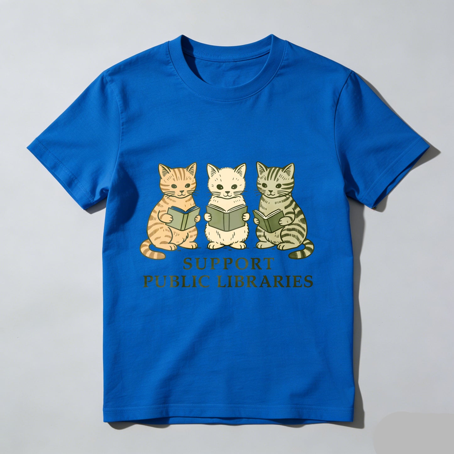 Wardrobecart Three Cats Reading Books Support Public Libraries Unisex Classic T-shirt