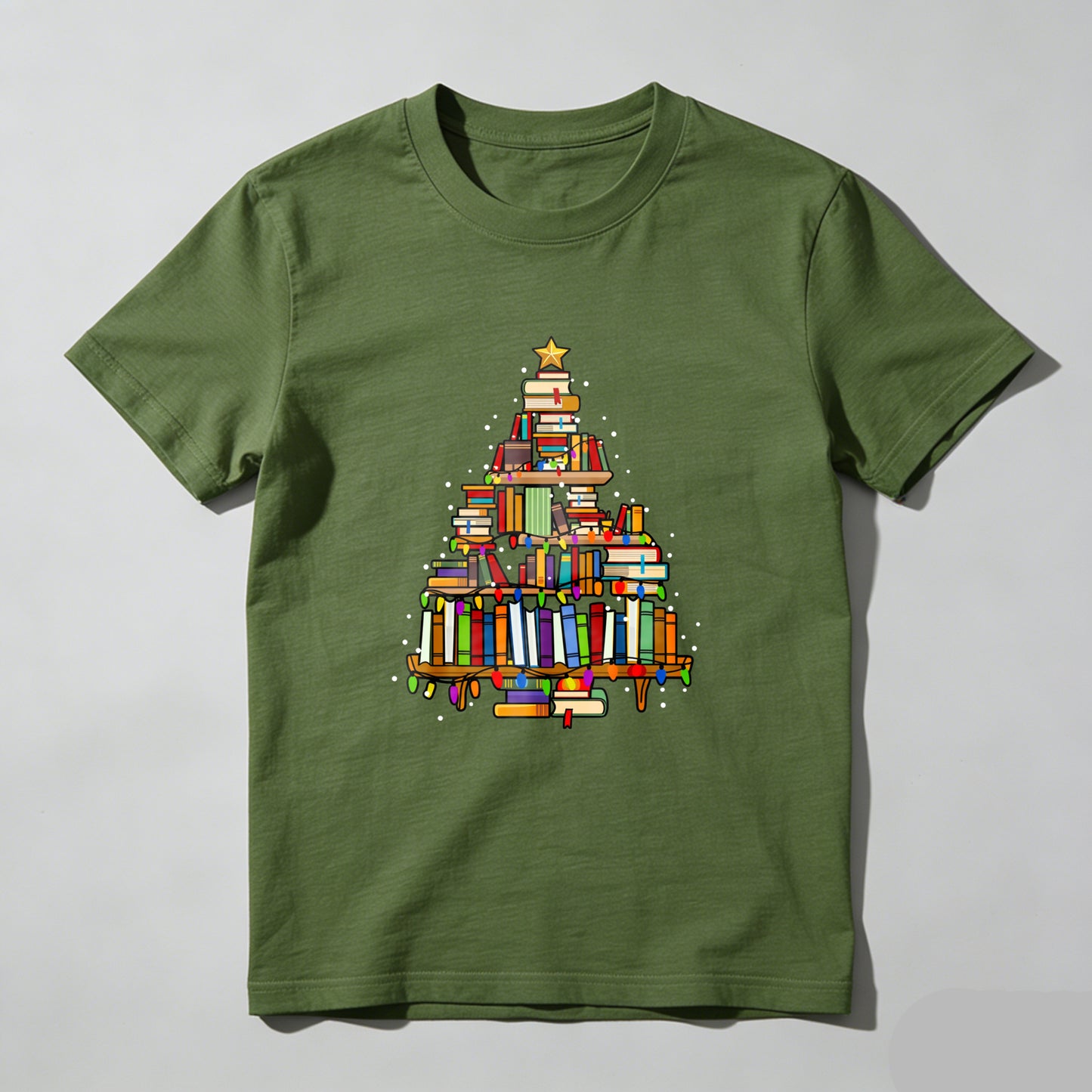 Wardrobecart Books Form Christmas Tree Pattern Unisex Classic T-shirt