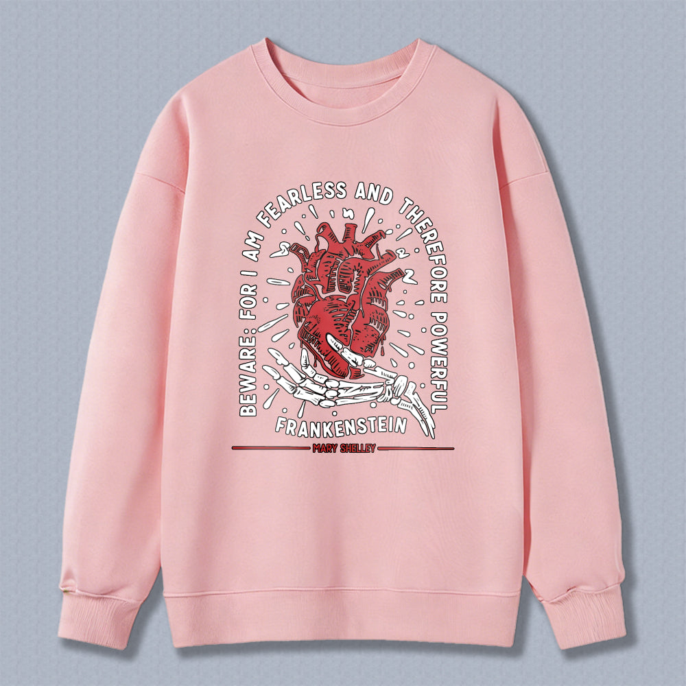 Wardrobecart Heart And Skeleton Hand With Quote From Frankenstein Unisex Classic Sweatshirt