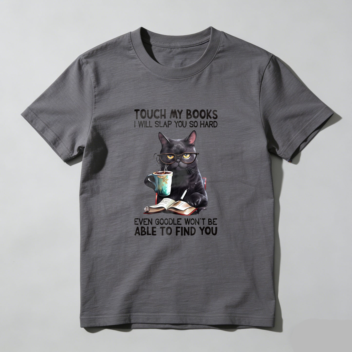 Wardrobecart Cat With Book And Coffee Cup Unisex Classic T-shirt