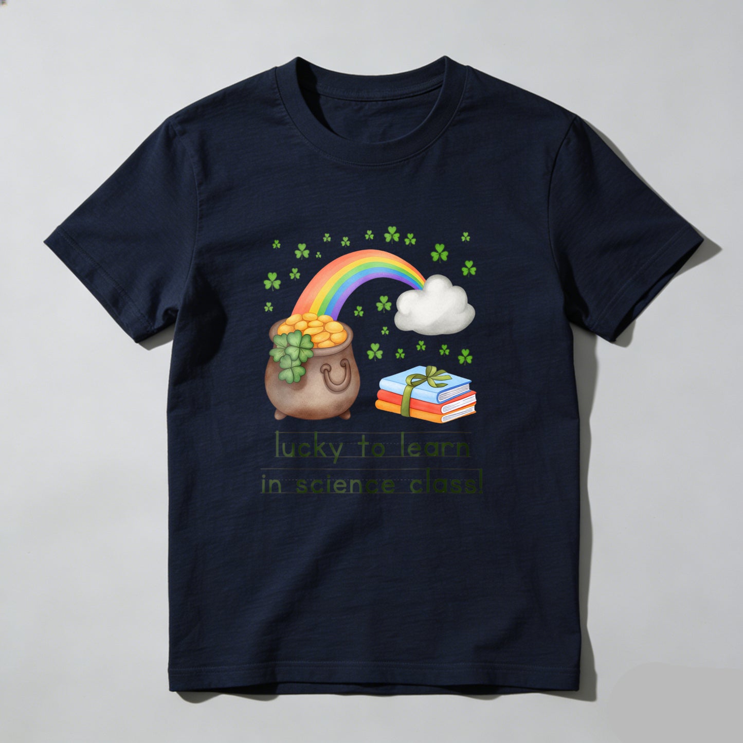 Wardrobecart Pot Of Gold Rainbow Books Clover Cloud Unisex Classic T-shirt