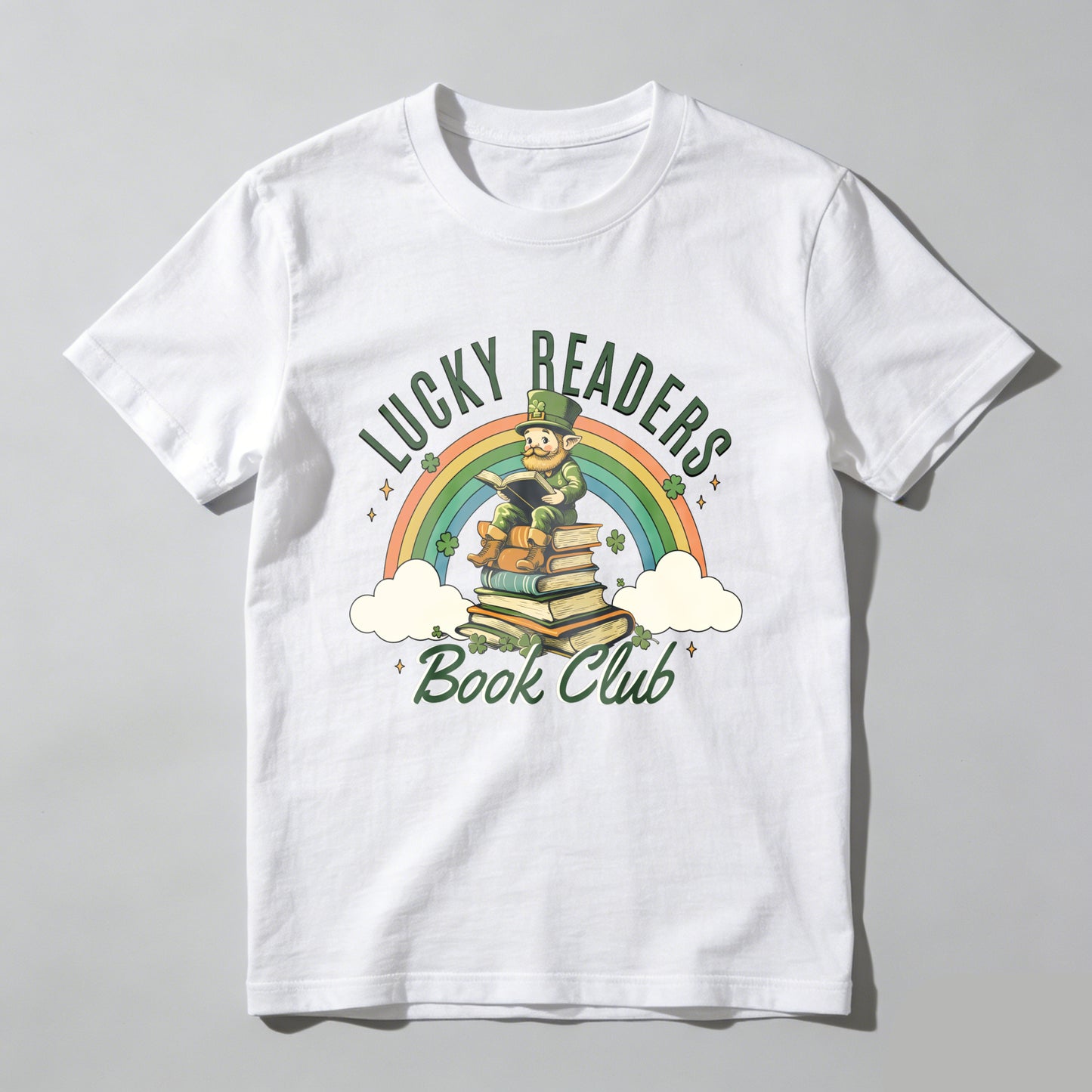 Wardrobecart Lucky Readers Book Club Rainbow Leprechaun Books Unisex Classic T-shirt