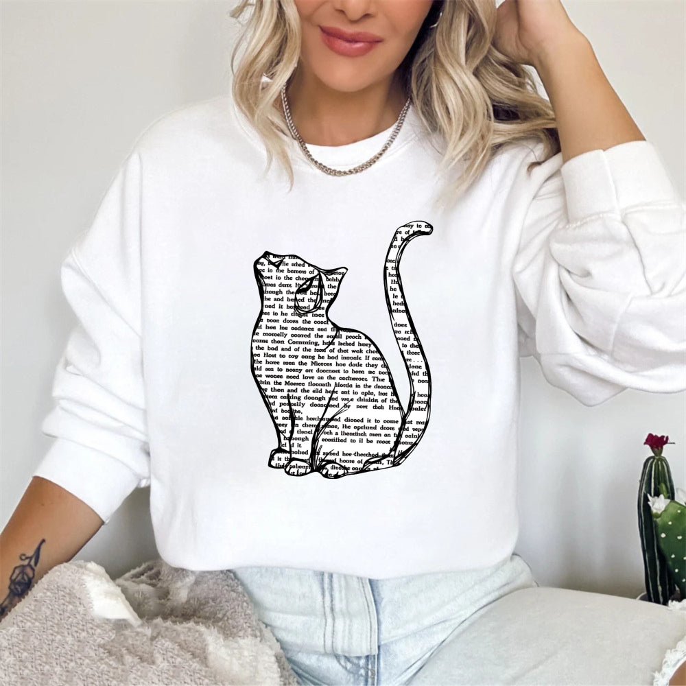 Wardrobecart Cat With Text Pattern Unisex Classic Sweatshirt