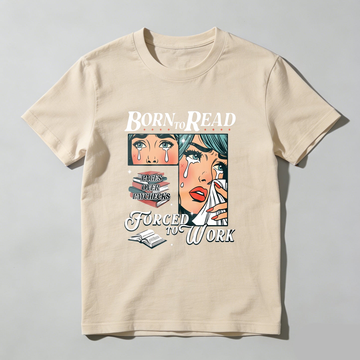 Wardrobecart Born To Read Forced To Work Unisex Classic T-shirt(3)