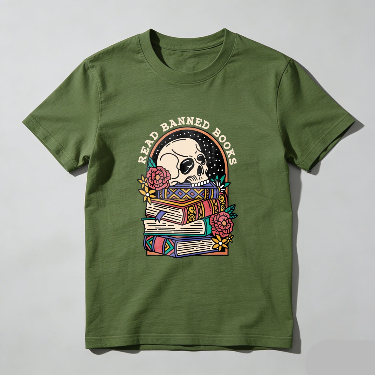 Wardrobecart Read Banned Books Skull And Books Unisex Classic T-shirt