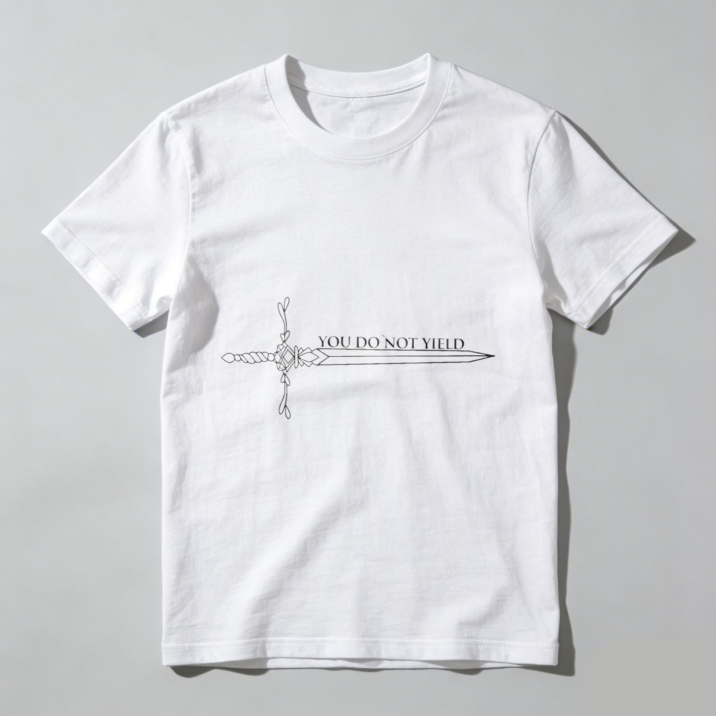 Wardrobecart Sword Design With Text You Do Not Yield Unisex Classic T-shirt
