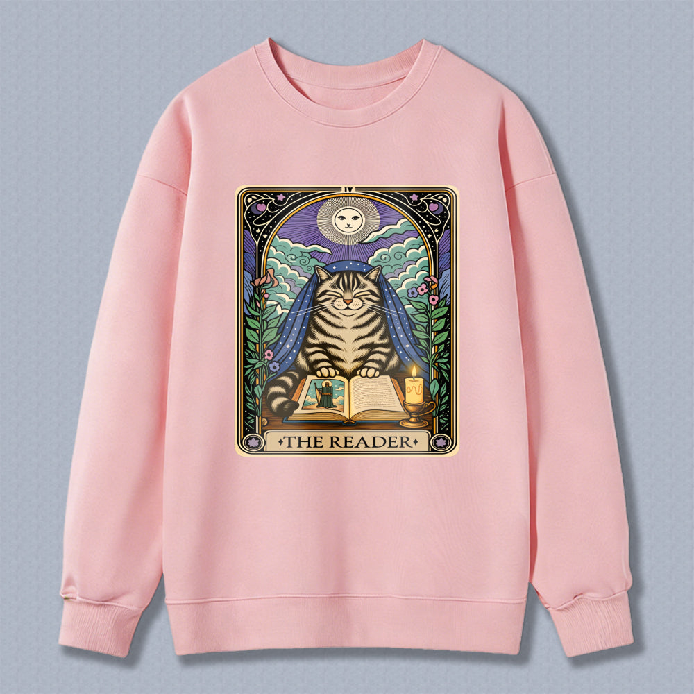 Wardrobecart Cat Reading Book Tarot Card Design The Reader Unisex Classic Sweatshirt