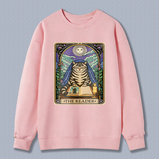 Wardrobecart Cat Reading Book Tarot Card Design The Reader Unisex Classic Sweatshirt