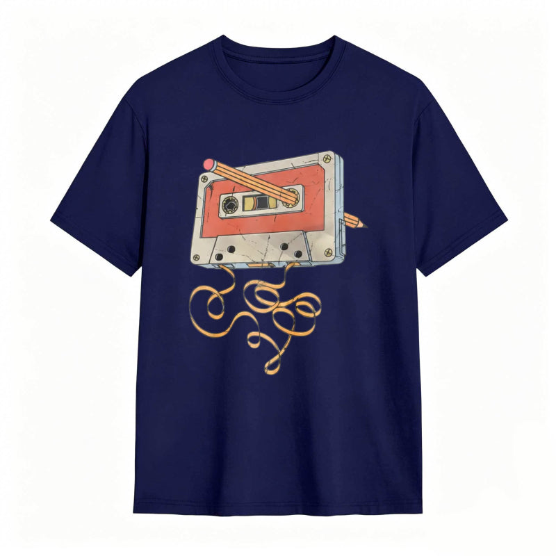 Vintage Cassette Tape Repair Print Funny Graphic T-Shirt