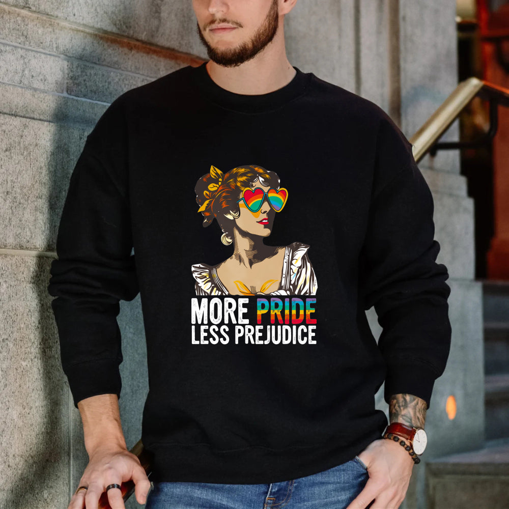 Wardrobecart Woman With Rainbow Heart Sunglasses And Pride Text Unisex Classic Sweatshirt