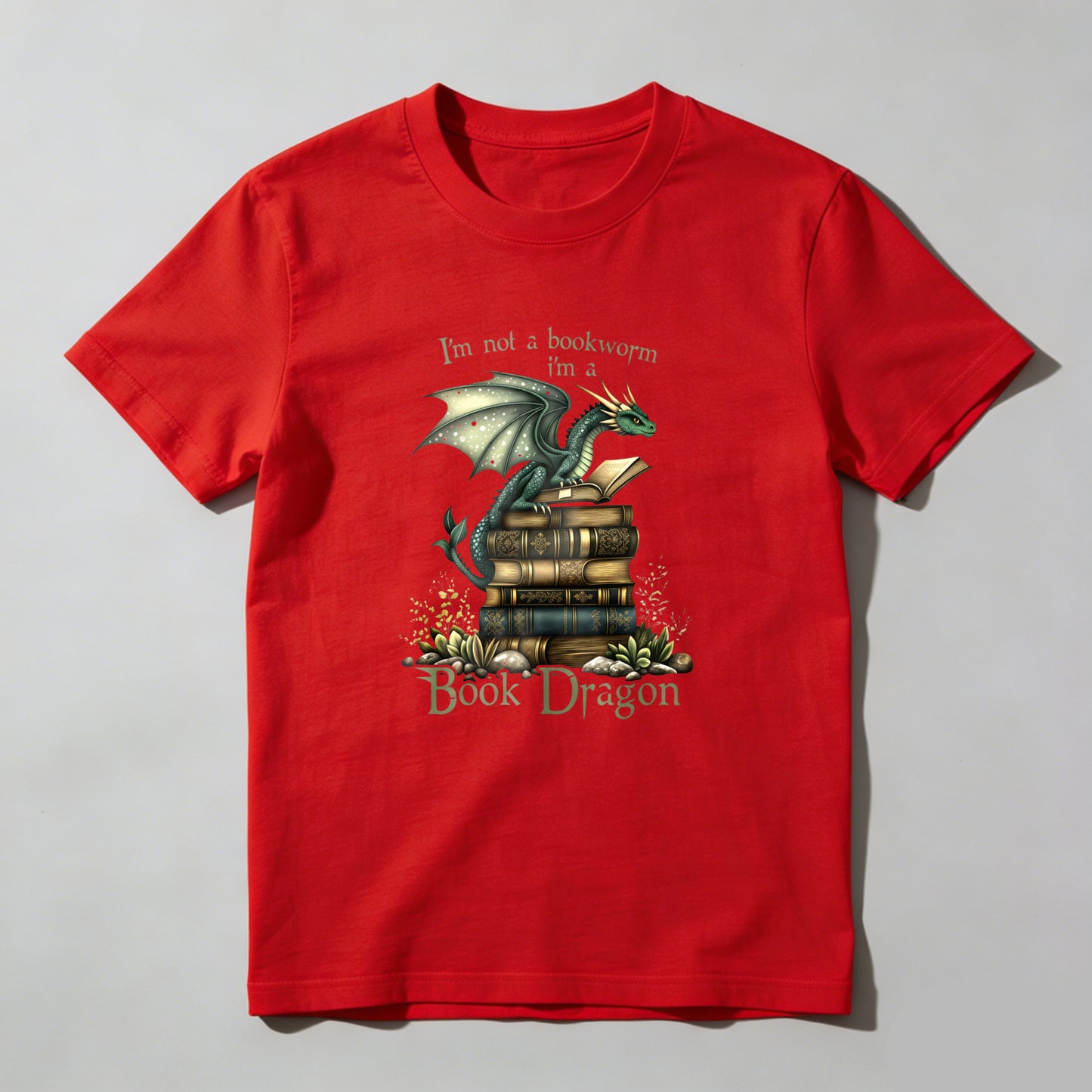 Wardrobecart Dragon Perched On Books With Text Above And Below Unisex Classic T-shirt