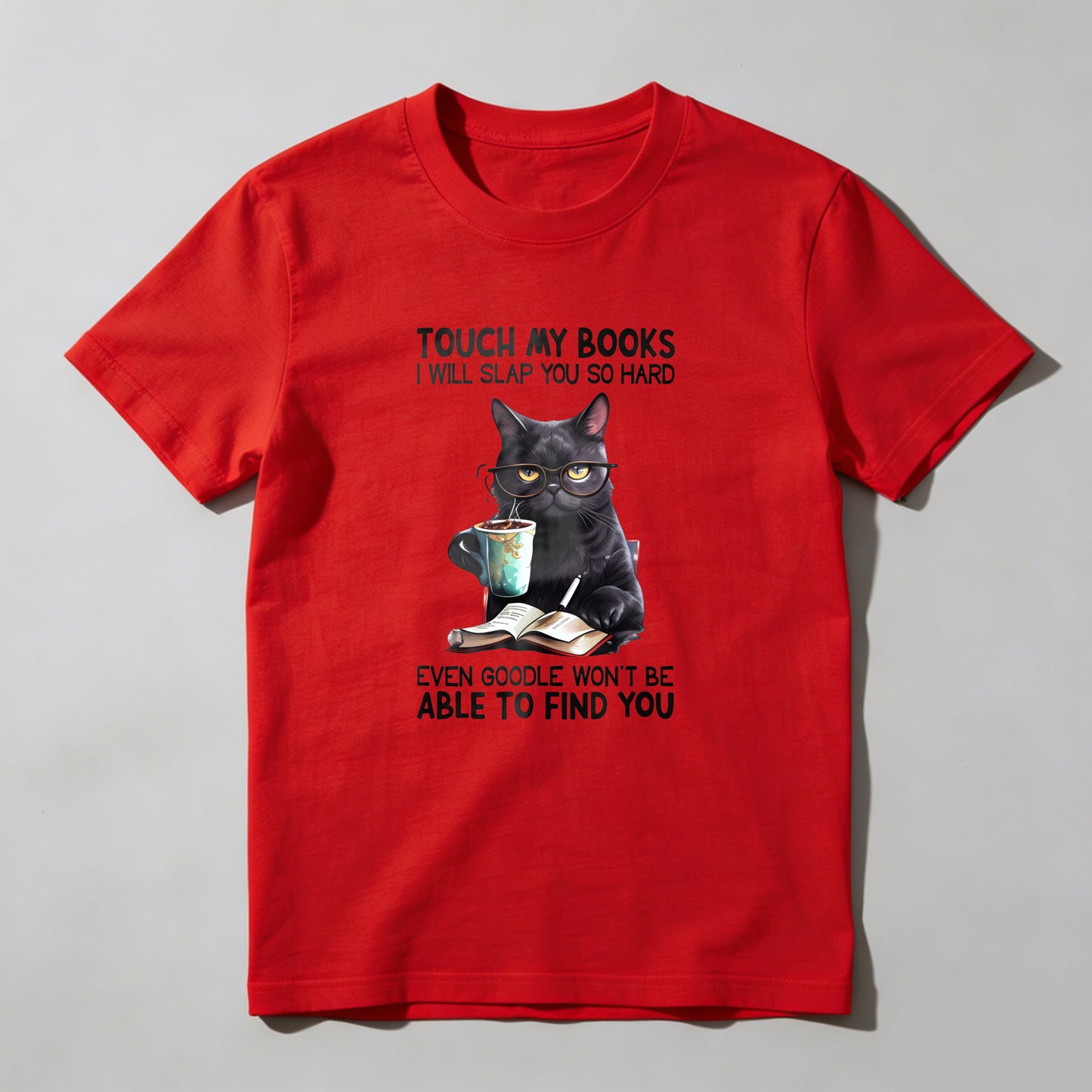 Wardrobecart Cat With Book And Coffee Cup Unisex Classic T-shirt