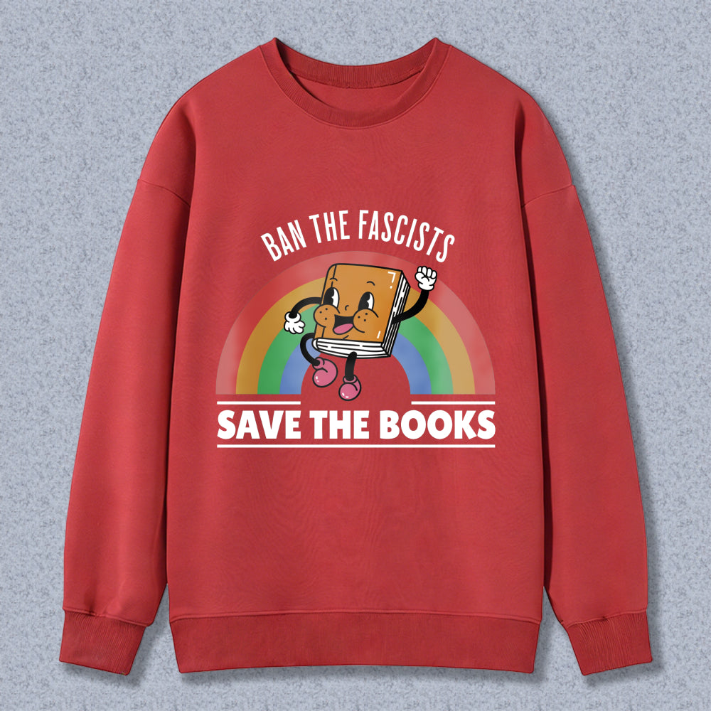Wardrobecart Book Character With Rainbow And Save The Books Text Unisex Classic Sweatshirt