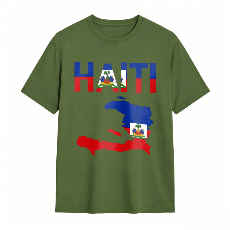 Cool Haiti Flag Map Haitian Pride T-Shirt
