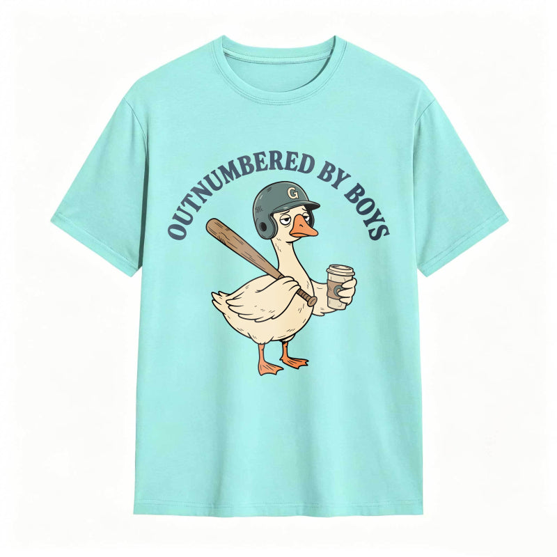 Comfort Colors Outnumbered By Boys Baseball Mom Goose Funny T-shirt