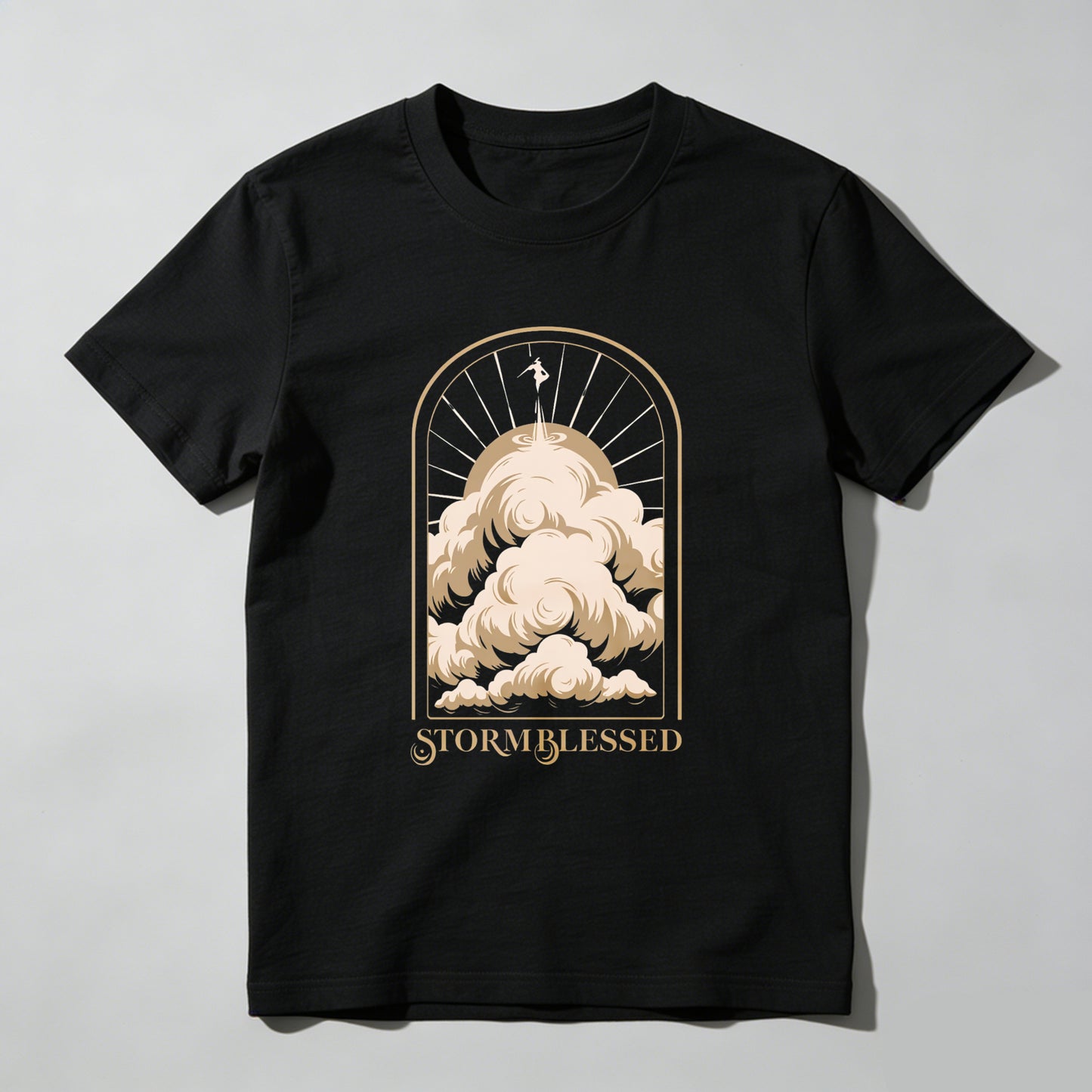 Wardrobecart Storm Blessed Clouds With Angel And Sun Rays Unisex Classic T-shirt