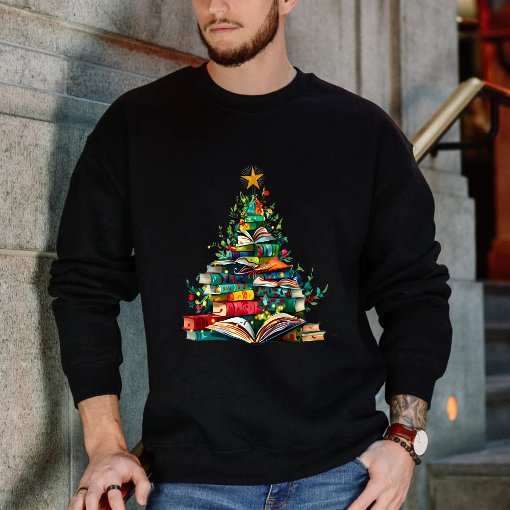 Wardrobecart Christmas Tree Made Of Books Unisex Classic Sweatshirt
