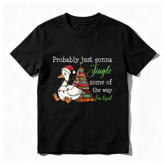 Wardrobecart Duck Wearing Santa Hat Near Christmas Tree Unisex Classic T-shirt