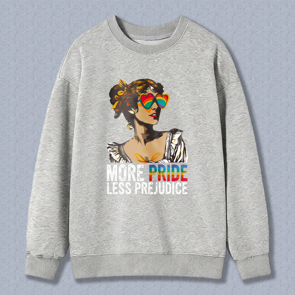 Wardrobecart Woman With Rainbow Heart Sunglasses And Pride Text Unisex Classic Sweatshirt