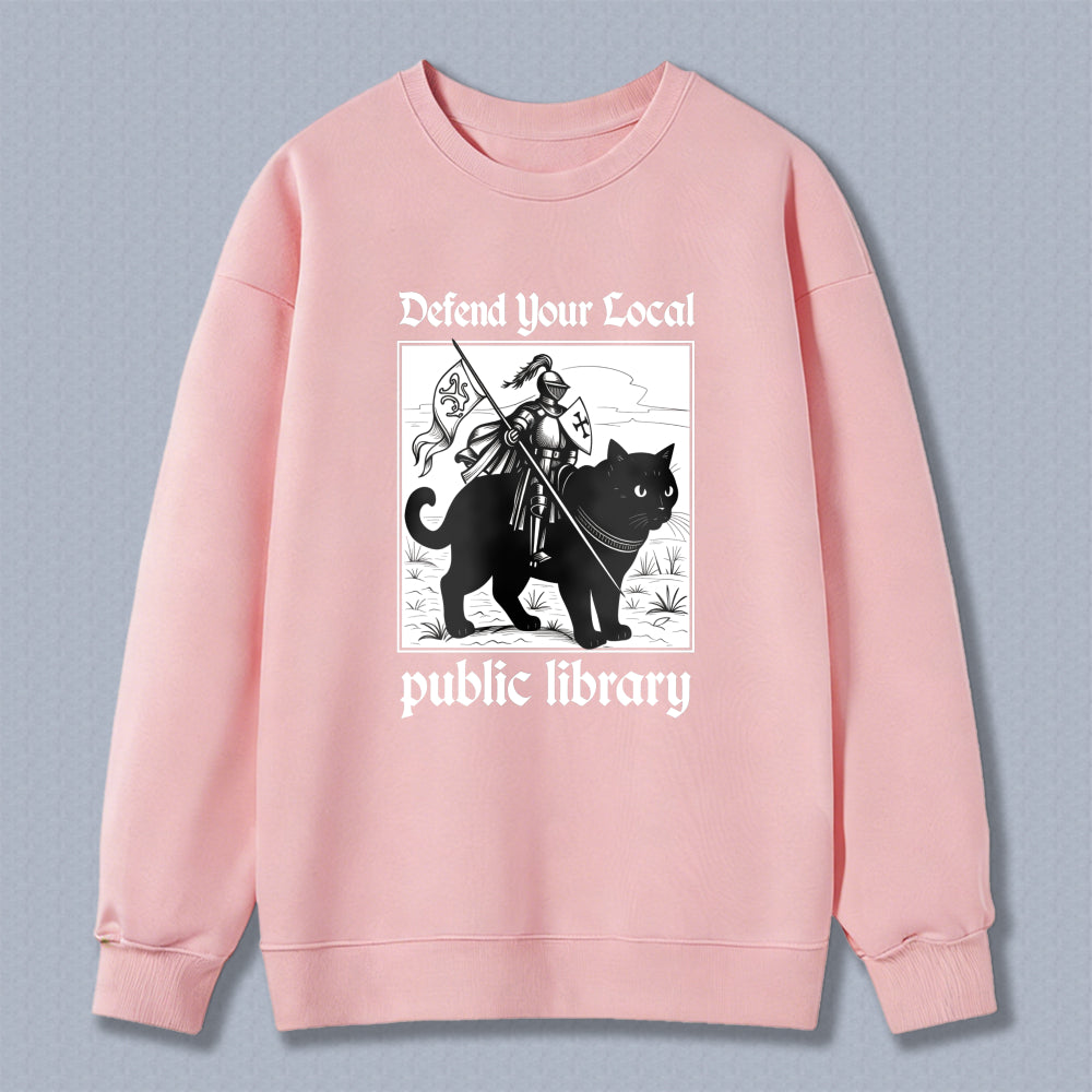Wardrobecart Cat Knight With Flag And Sword Graphic Unisex Classic Sweatshirt