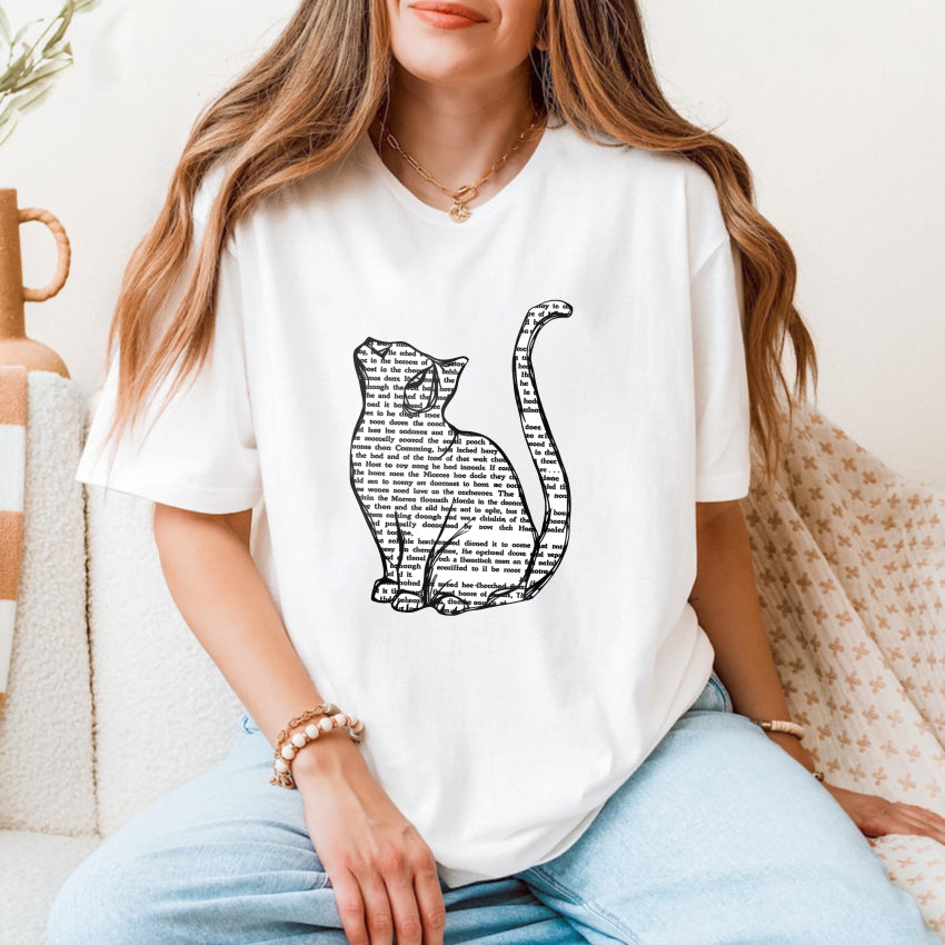 Wardrobecart Cat Silhouette With Text Pattern Unisex Classic T-shirt