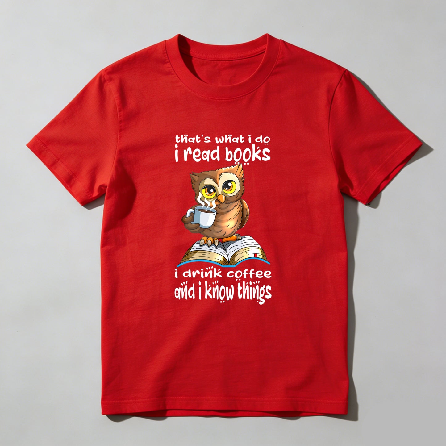 Wardrobecart Owl Reading Book Coffee Knowledge Saying Unisex Classic T-shirt