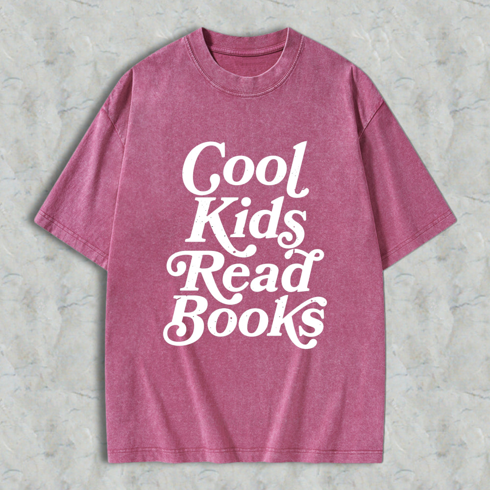 Wardrobecart Cool Kids Read Books Unisex Washed T-shirt
