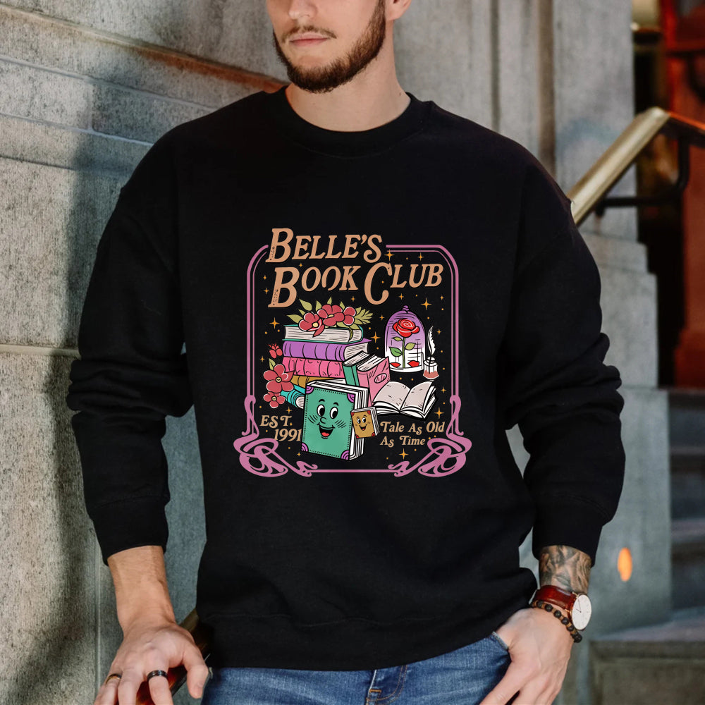 Wardrobecart Belle's Book Club With Books And Magic Lamp Design Unisex Classic Sweatshirt