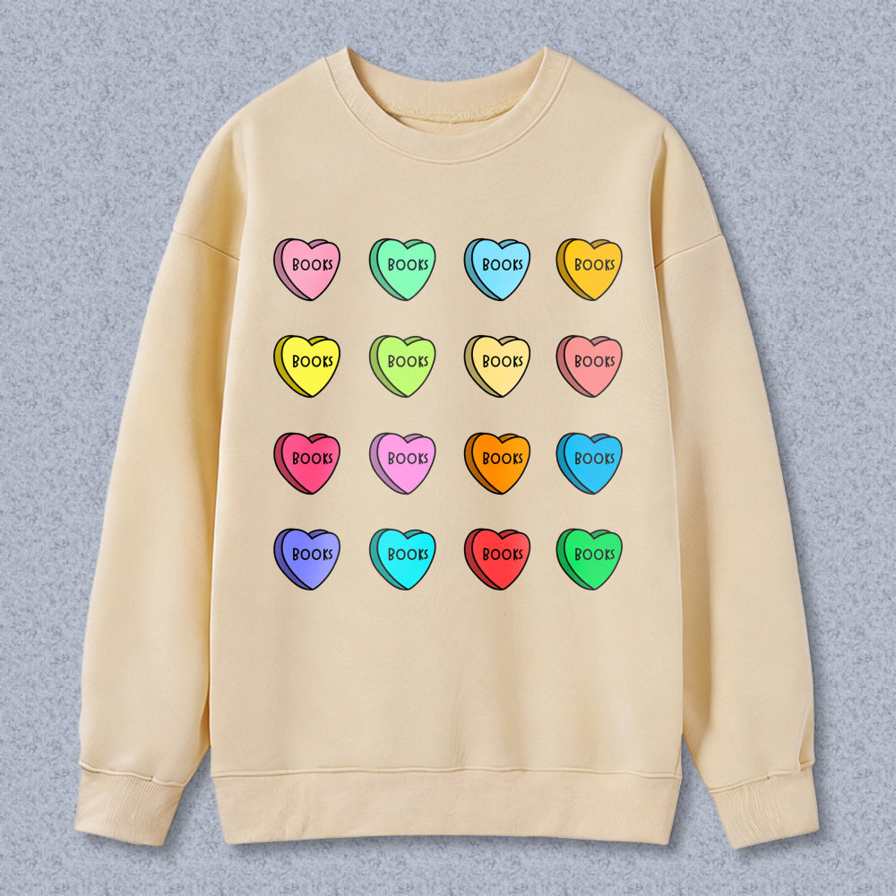 Wardrobecart Candy Heart Book Pattern Unisex Classic Sweatshirt