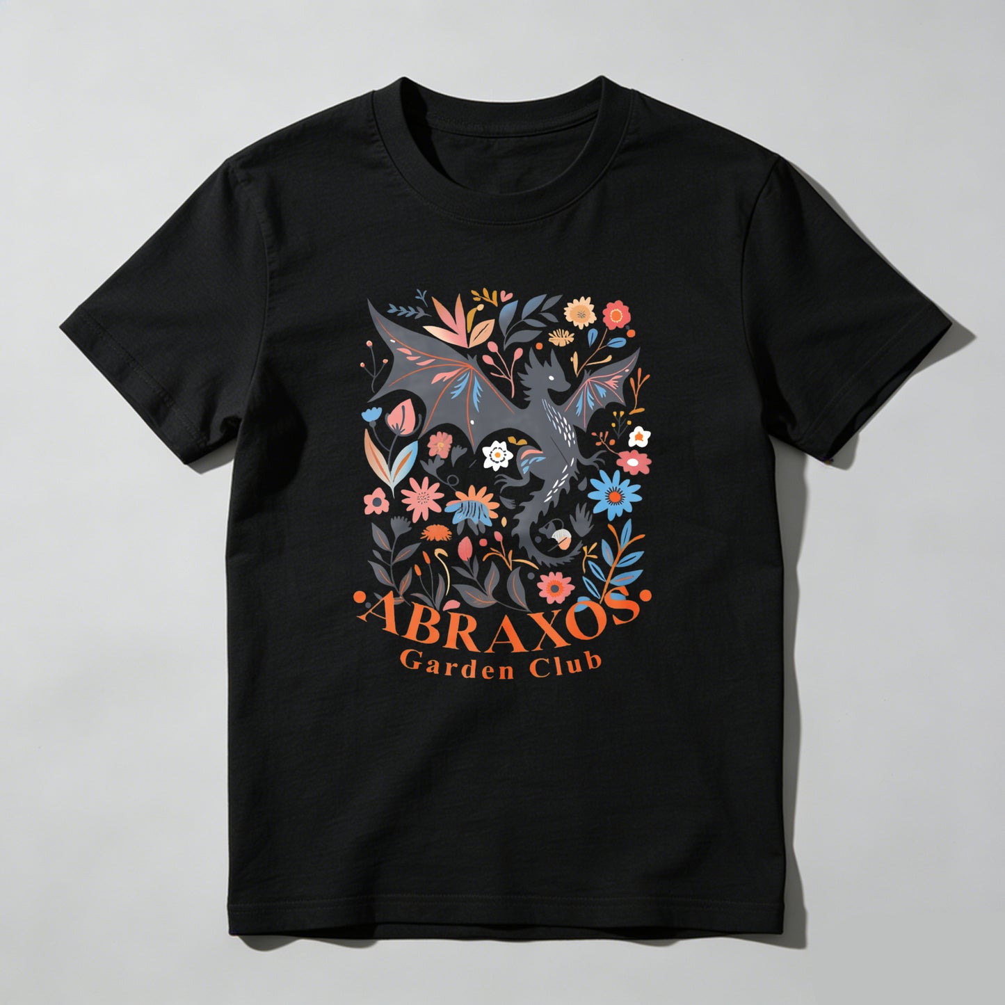 Wardrobecart Colorful Floral Dragon Design With Text Unisex Classic T-shirt