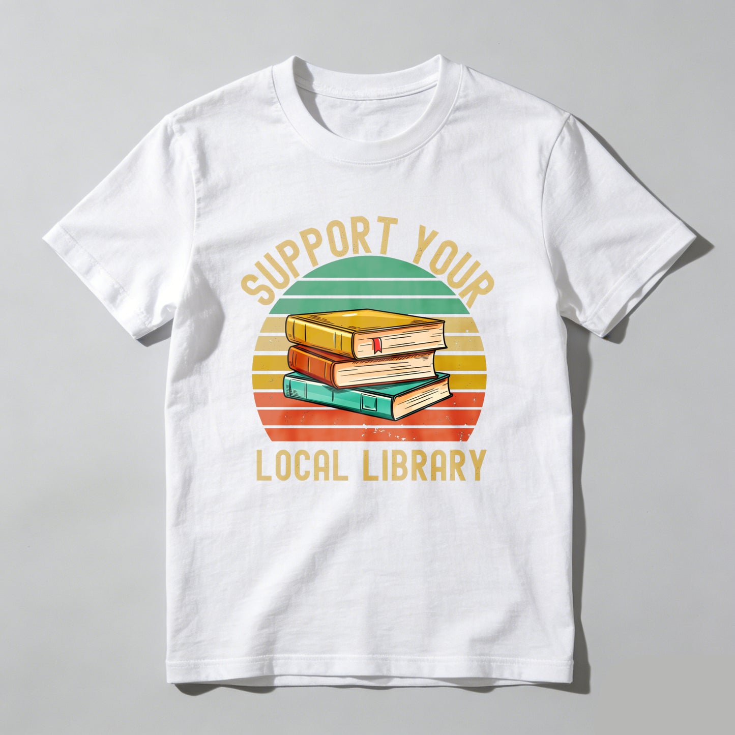 Wardrobecart Support Your Local Library Books Stack Sunset Unisex Classic T-shirt