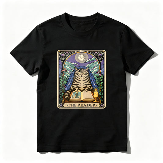 Wardrobecart Cat Reading Book Under Moonlight Unisex Classic T-shirt