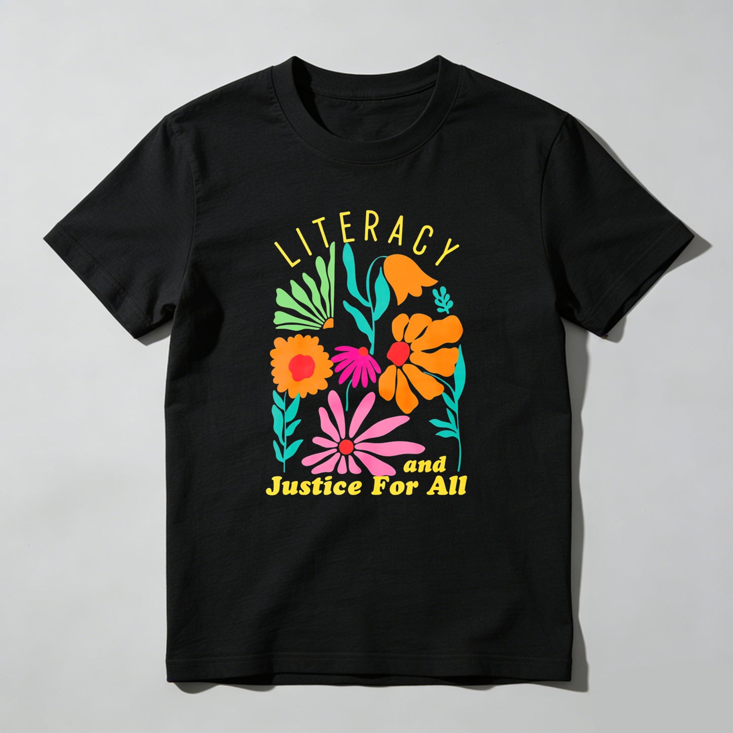 Wardrobecart Literacy And Justice For All Floral Design Unisex Classic T-shirt