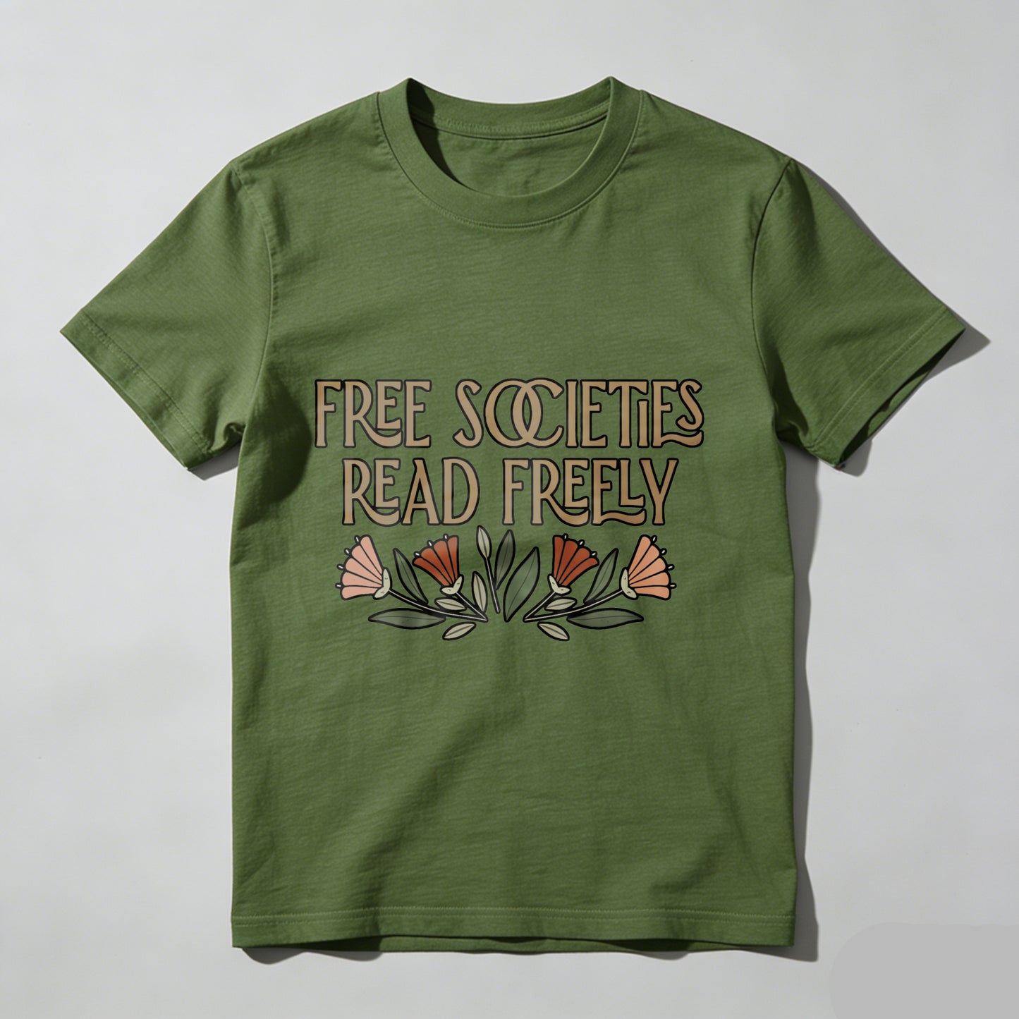 Wardrobecart Free Societies Read Freely Floral Design Unisex Classic T-shirt