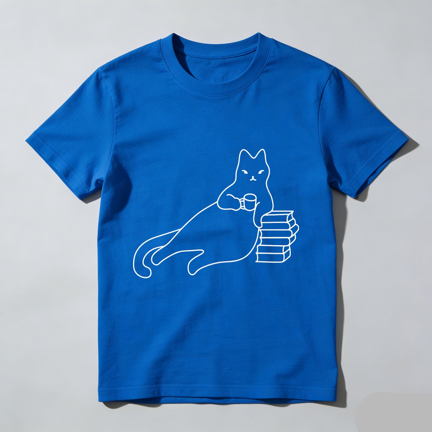 Wardrobecart Cat Holding Book Stack With Coffee Cup Unisex Classic T-shirt