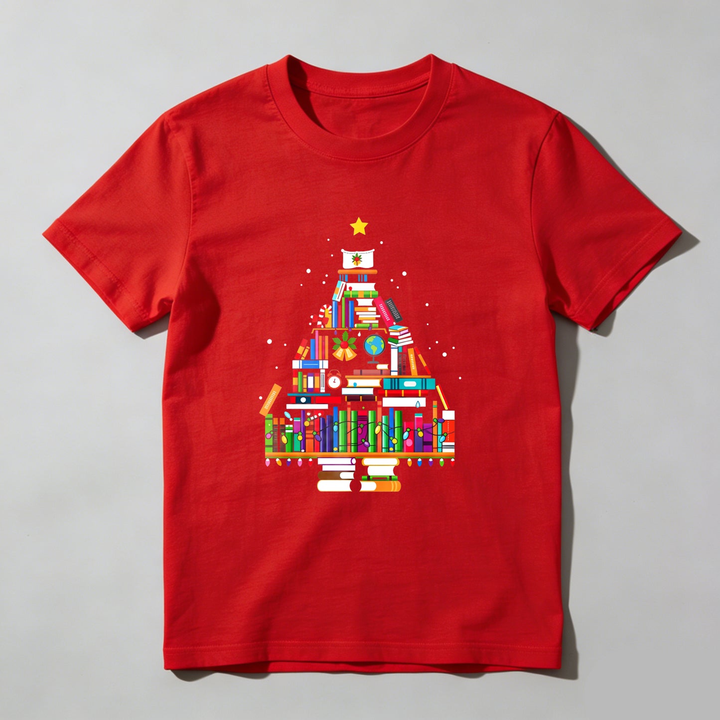 Wardrobecart Books Form Christmas Tree Pattern Unisex Classic T-shirt