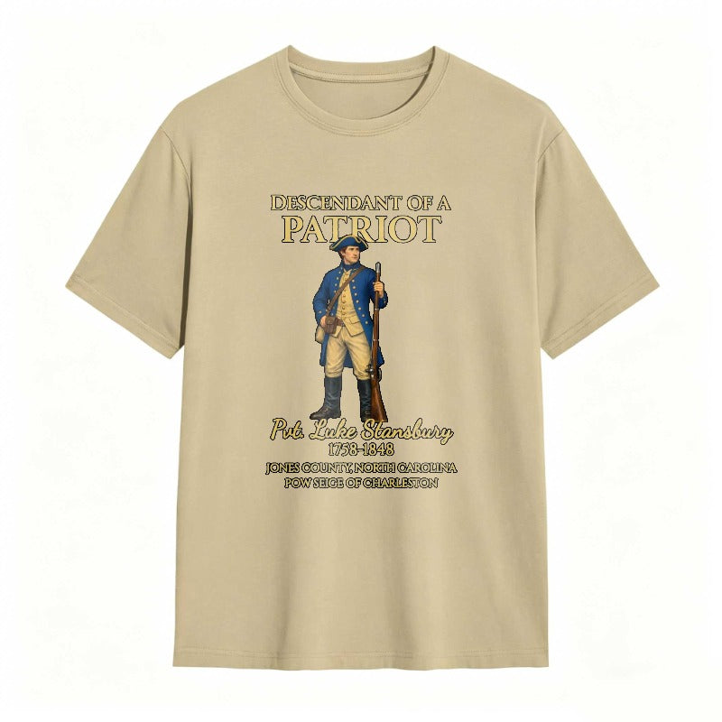 Descendant Of A Patriot Revolutionary War Soldier Portrait With Historical Text T-shirt