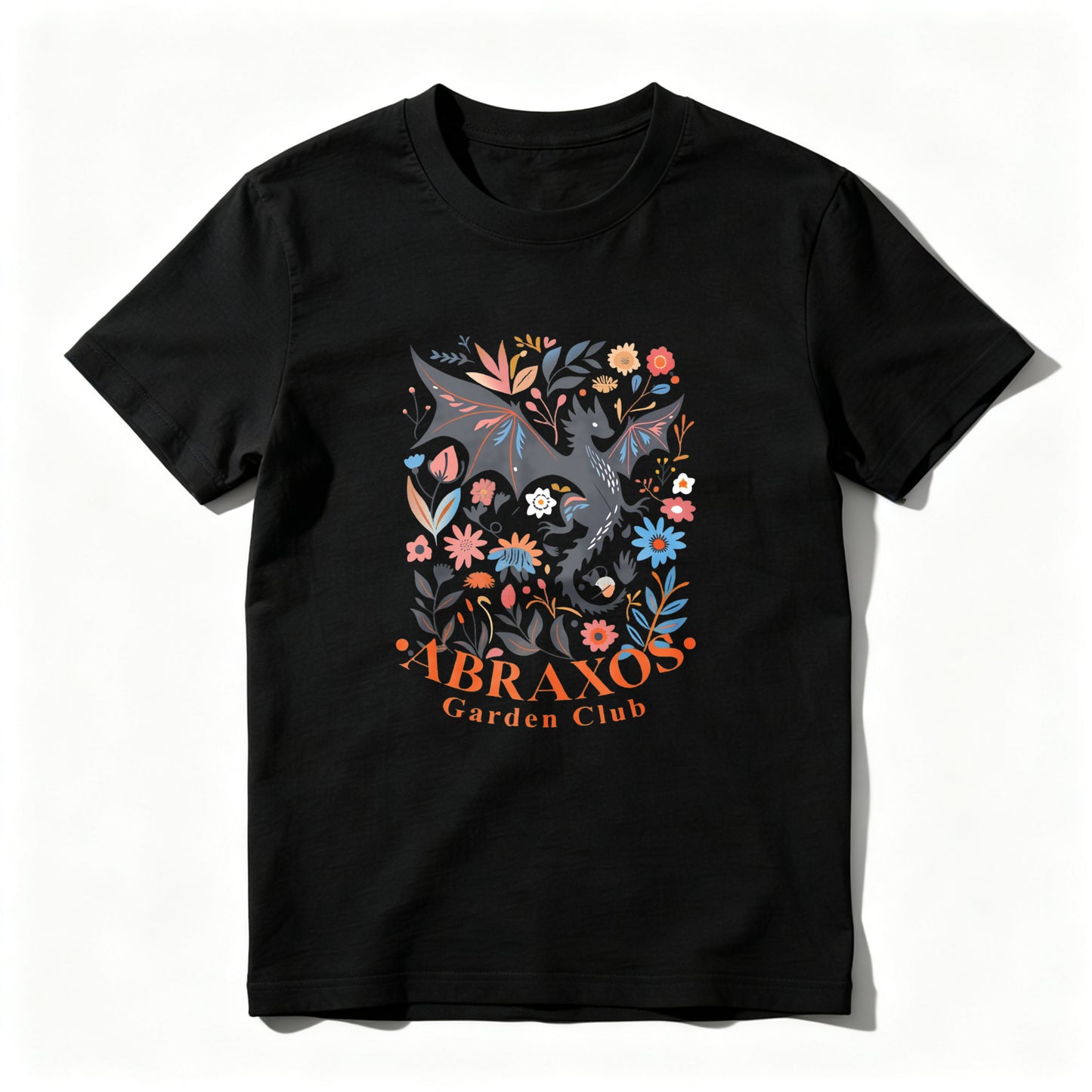 Wardrobecart Colorful Floral Dragon Design With Text Unisex Classic T-shirt