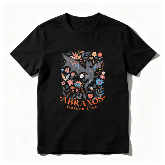 Wardrobecart Colorful Floral Dragon Design With Text Unisex Classic T-shirt