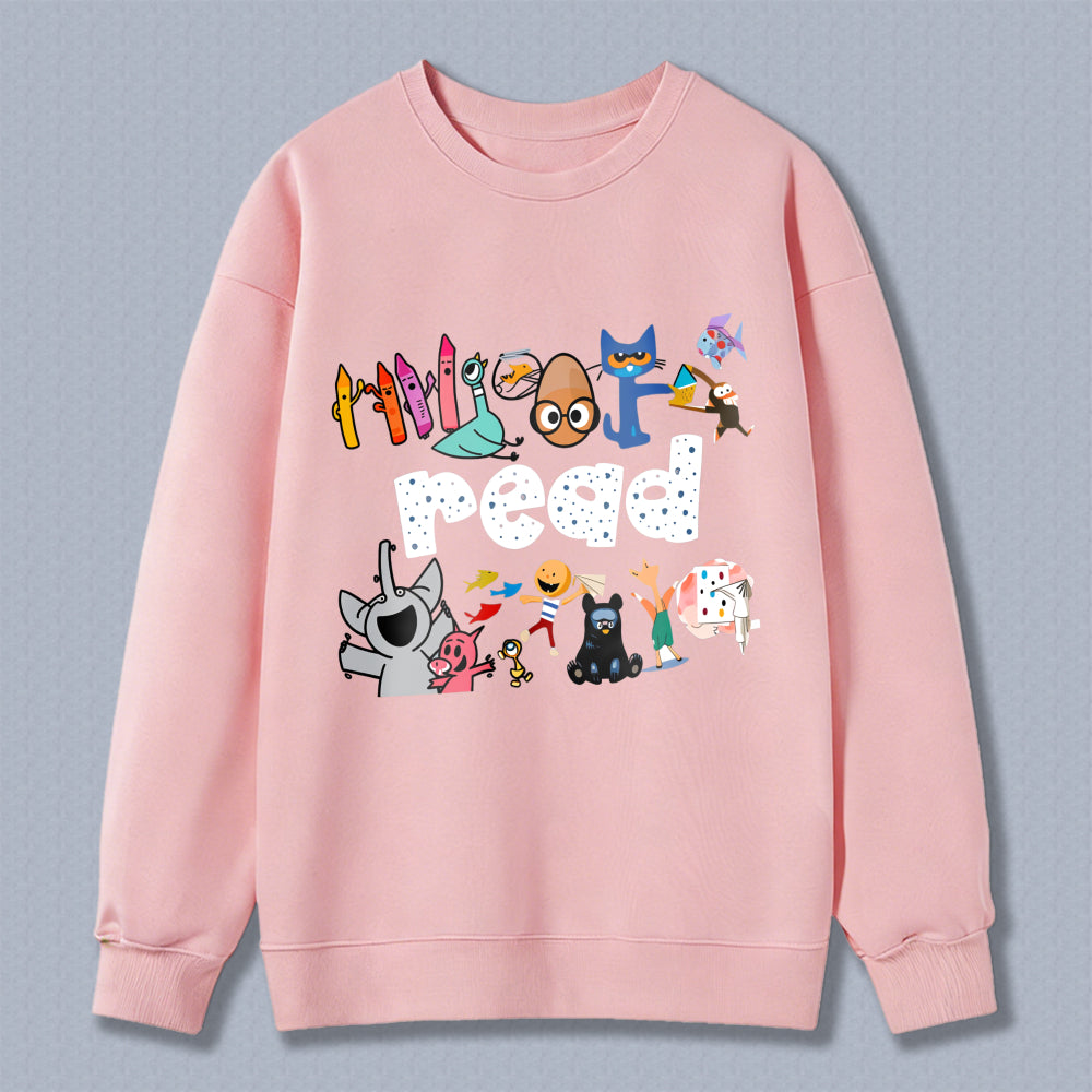 Wardrobecart Cartoon Characters And Colorful Letters Unisex Classic Sweatshirt