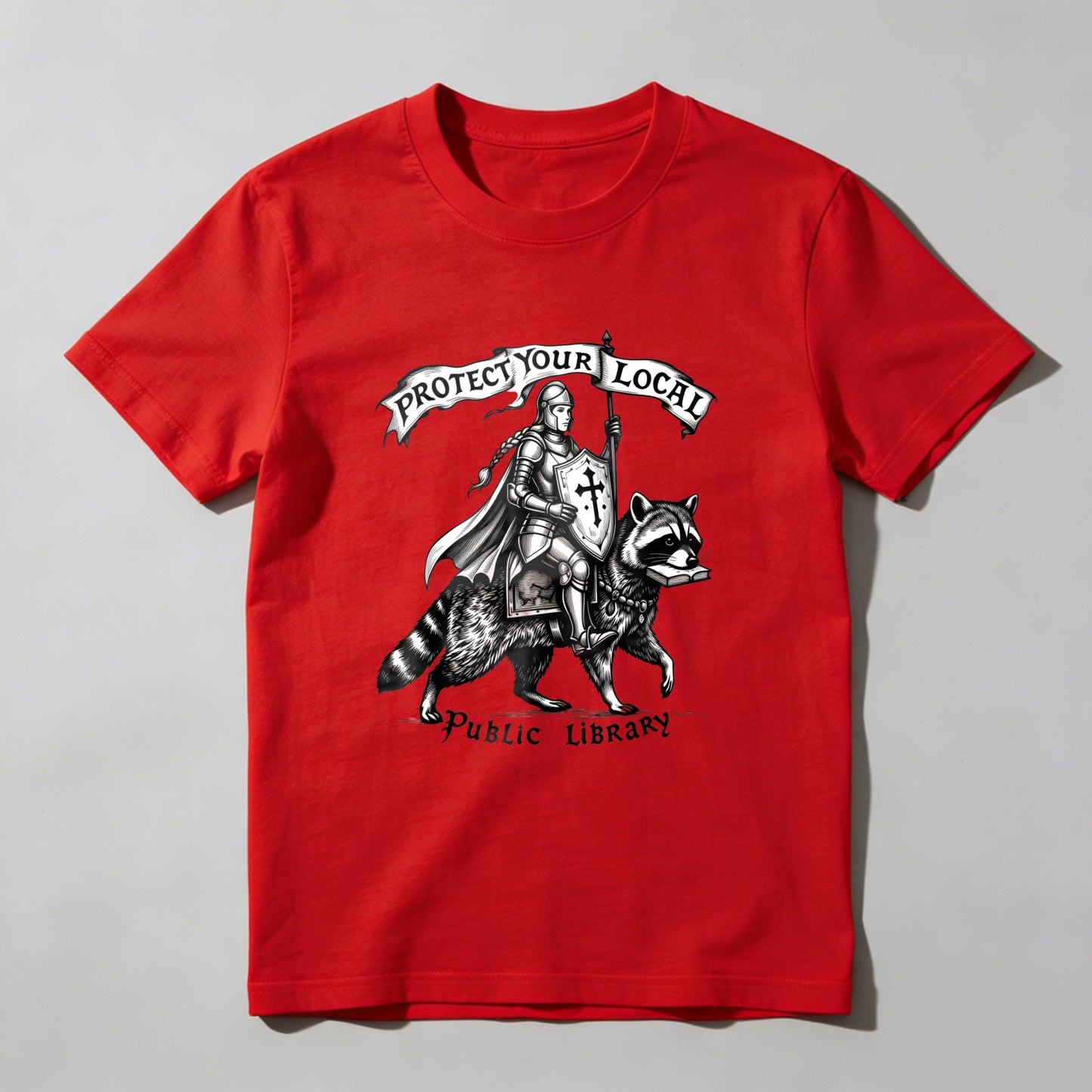 Wardrobecart Knight Riding Raccoon With Sword And Shield Unisex Classic T-shirt