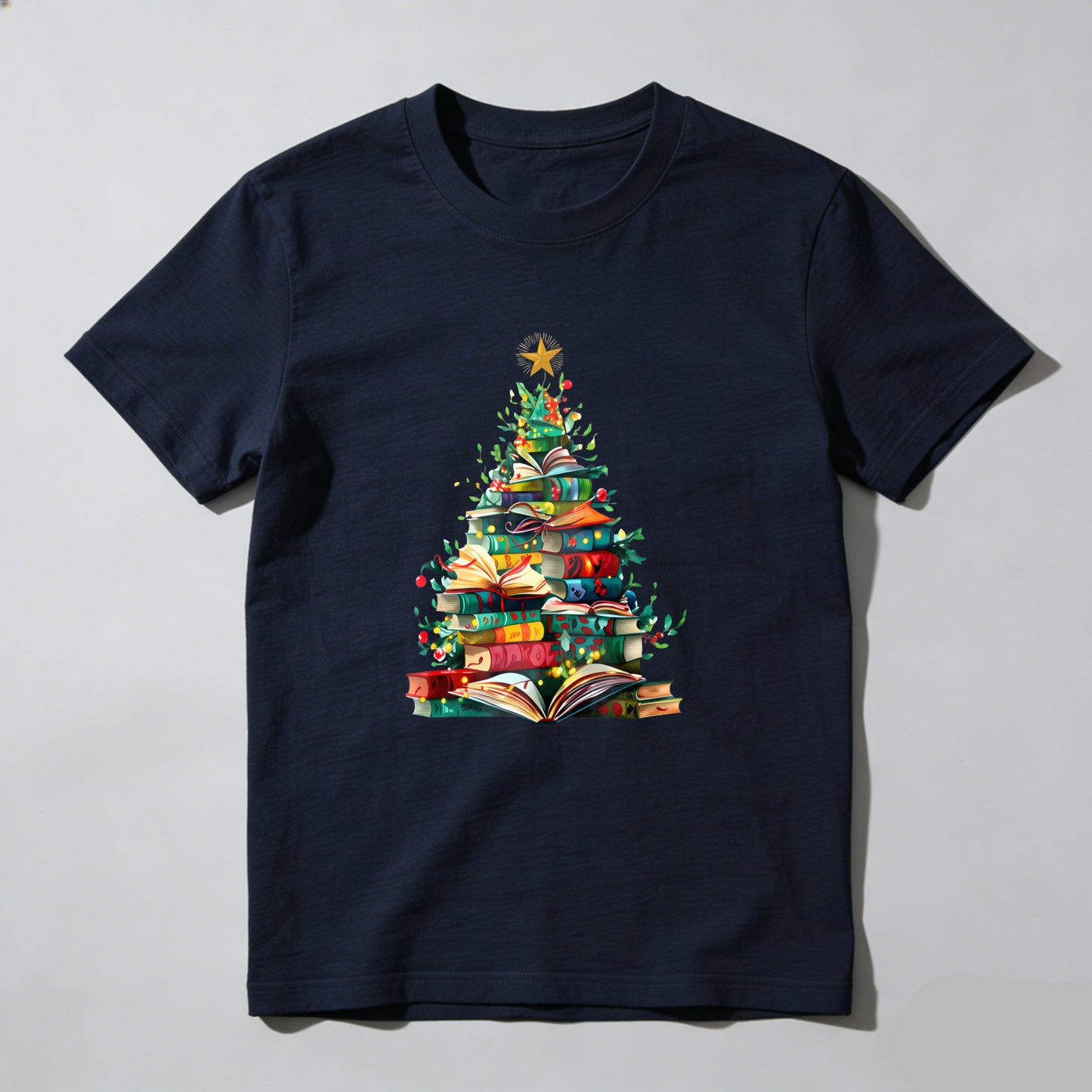 Wardrobecart Books Form Christmas Tree With Star Top Unisex Classic T-shirt