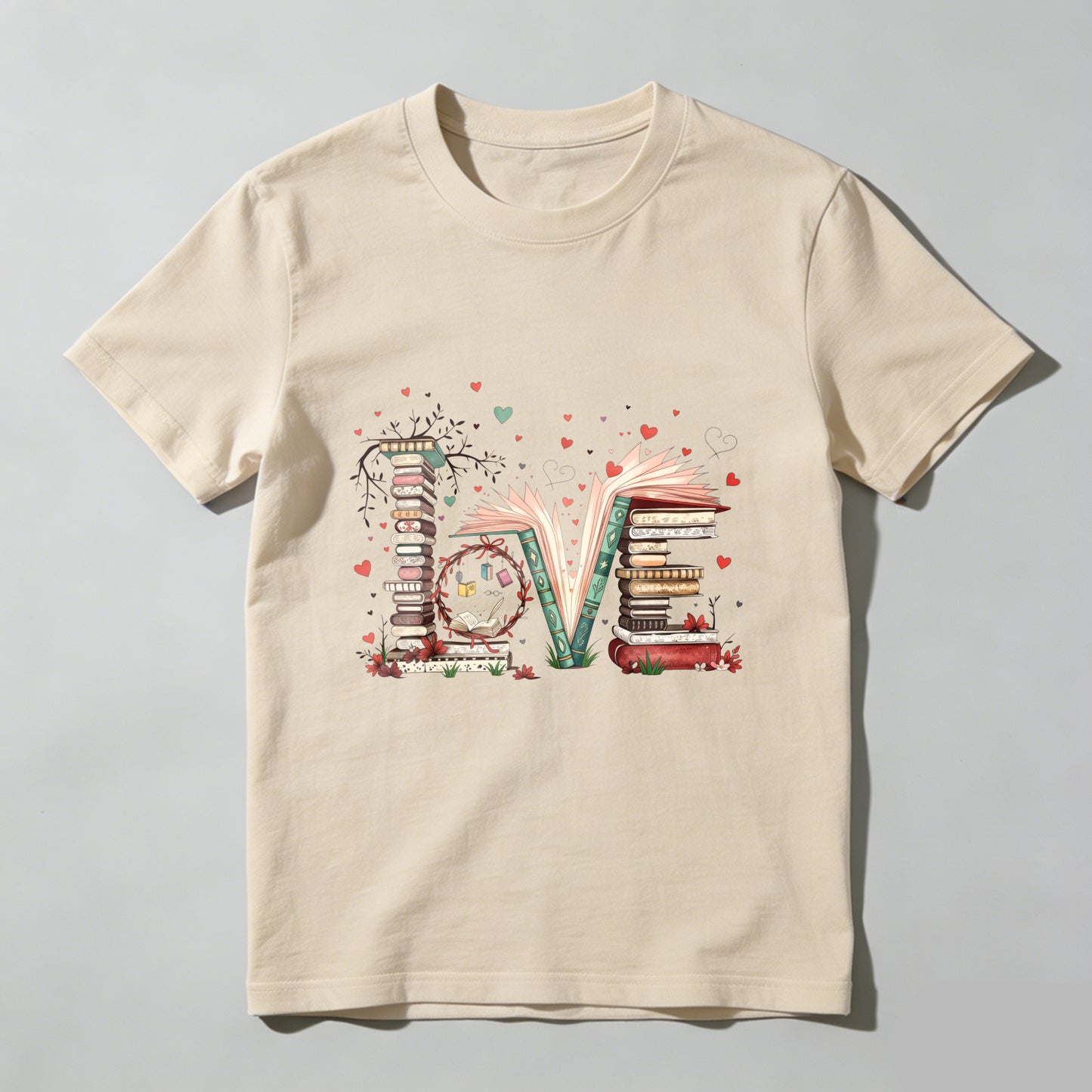 Wardrobecart Love Books Stack Hearts Open Pages Unisex Classic T-shirt